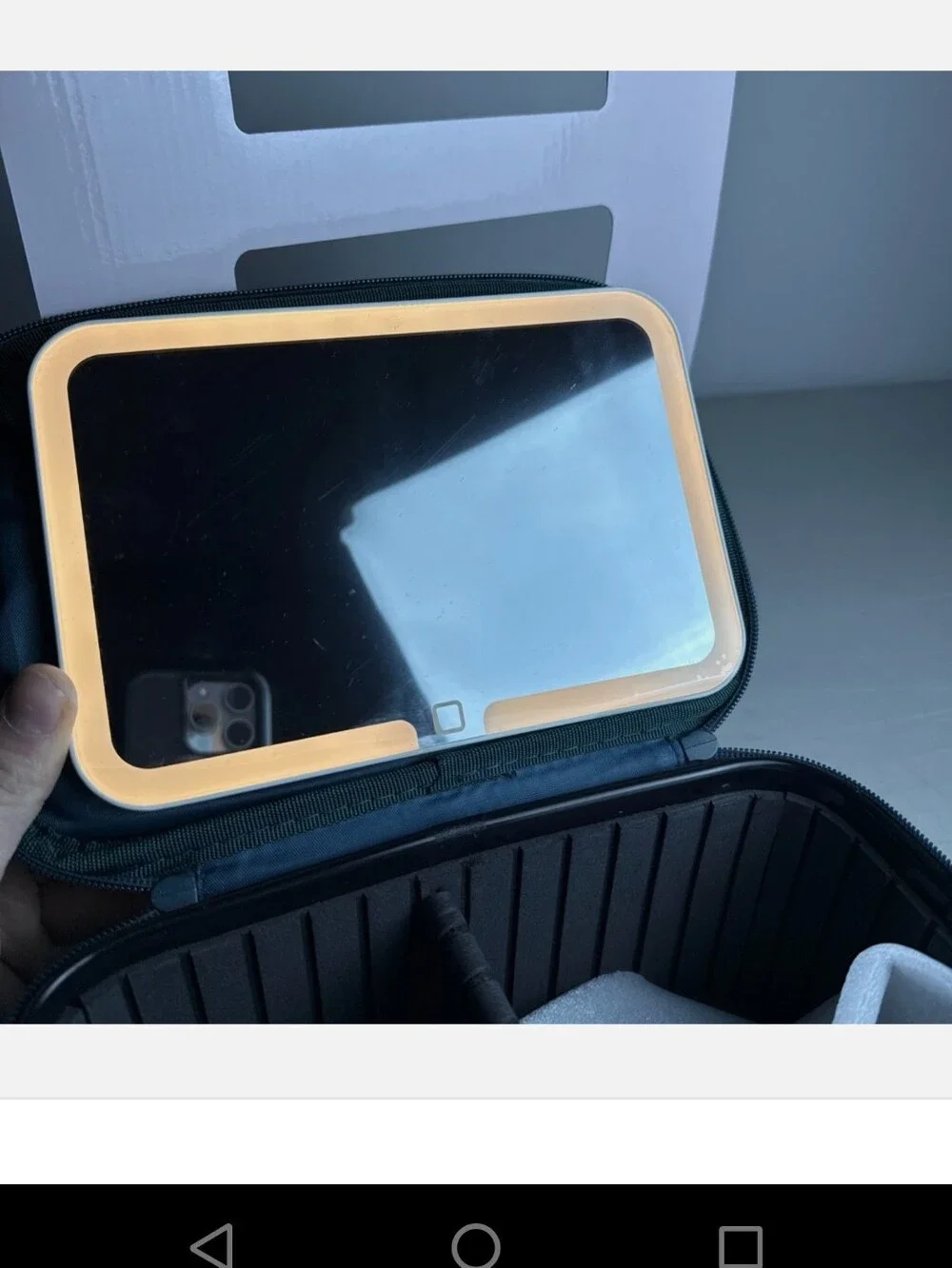 Lighted Makeup Case USB C Charging Removable Mirror Adjustable Storage black